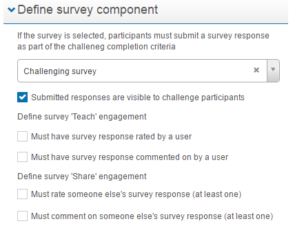 Survey component options