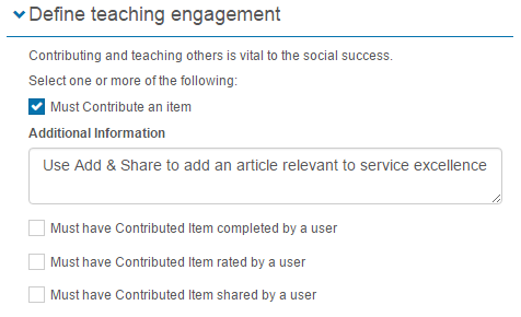 Teach engagement options