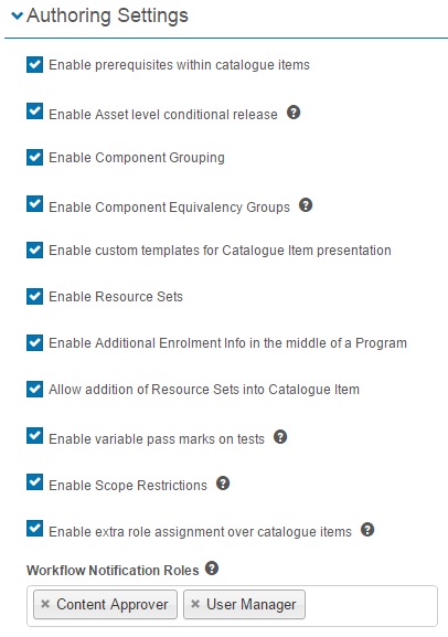 Authoring settings