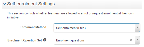 Enrolment questions section
