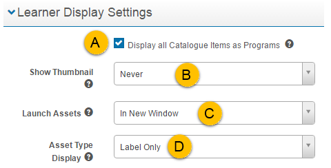 Learner display settings
