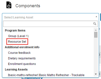 Resource set option in components