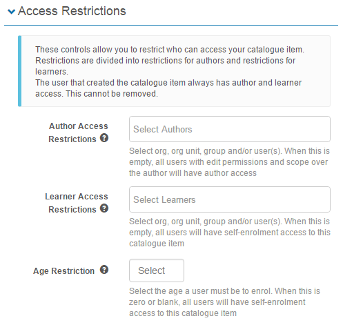 Access Restrictions section