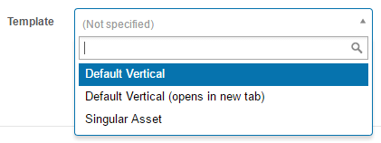 Template dropdown in catalogue item