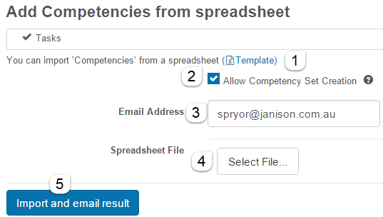 Import Competencies form