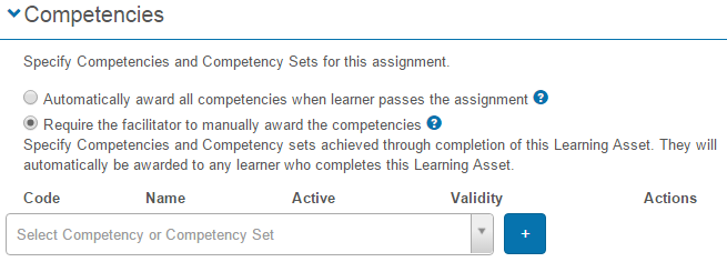 Competencies on an assignment
