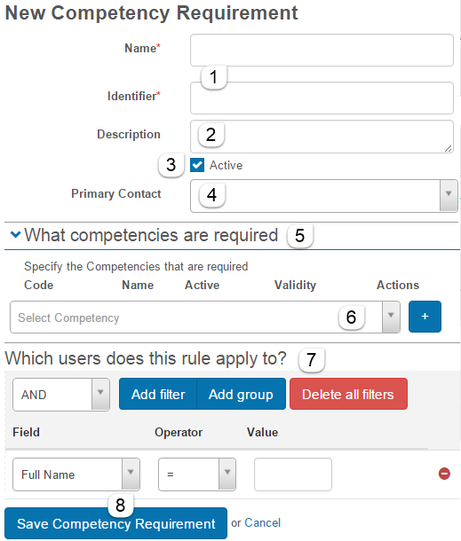 New Competency Requirement form