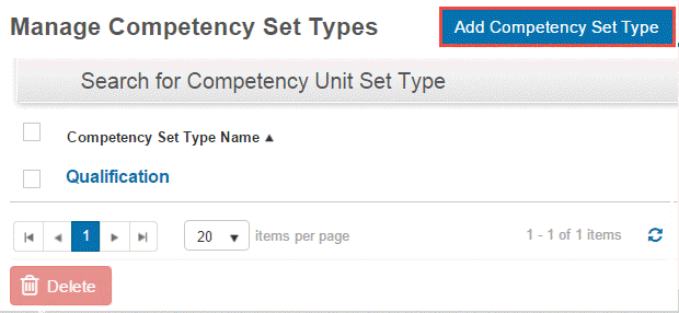 Add Competency Set Type