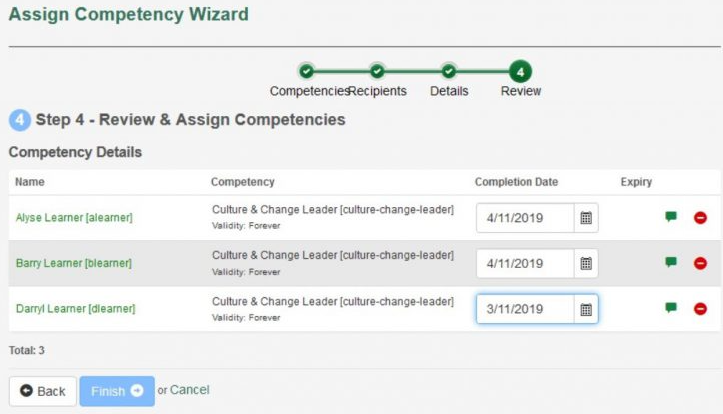 Assign Competency Wizard
