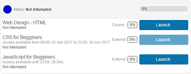 Learner experience — locked components