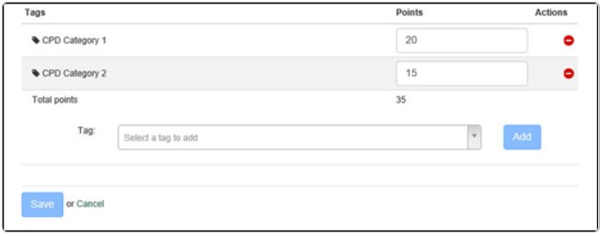 Assign points to tags