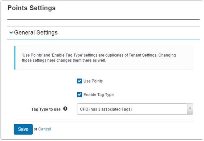 Enable points settings