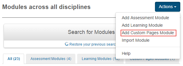 Add Custom Page Module