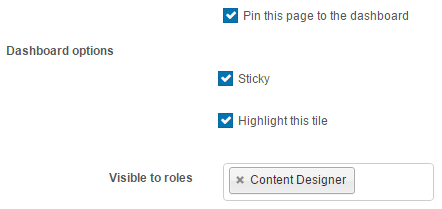 Pin to Dashboard option