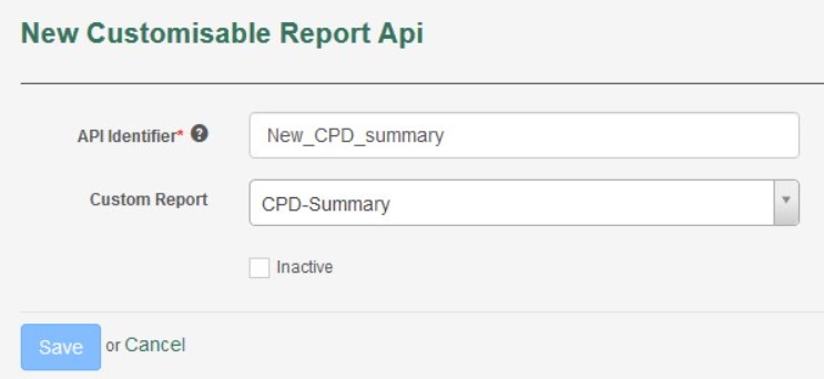 Report APIs menu