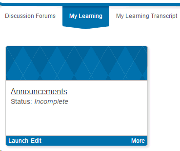 Access announcements from My Learning tile