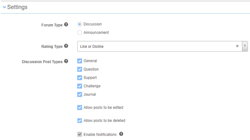 Configuration settings — enable notifications