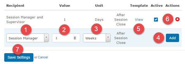Learning event session reminder configuration