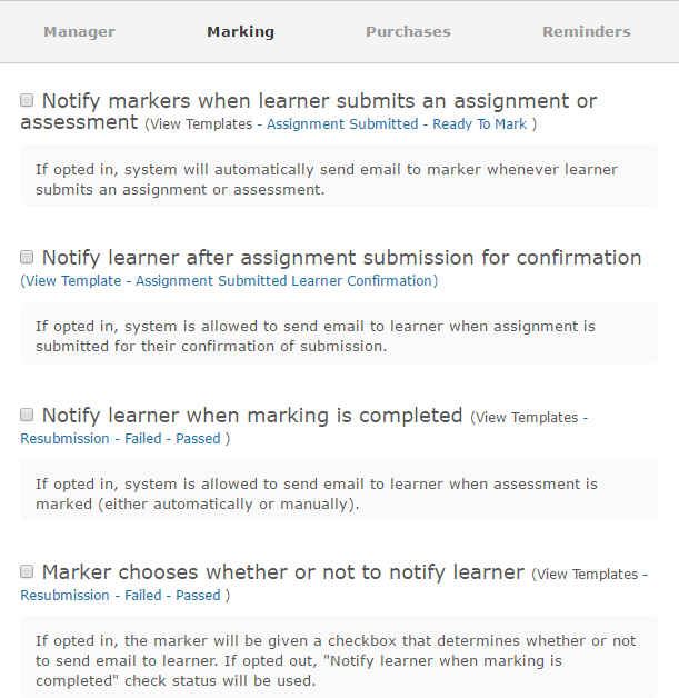 Marking notifications section