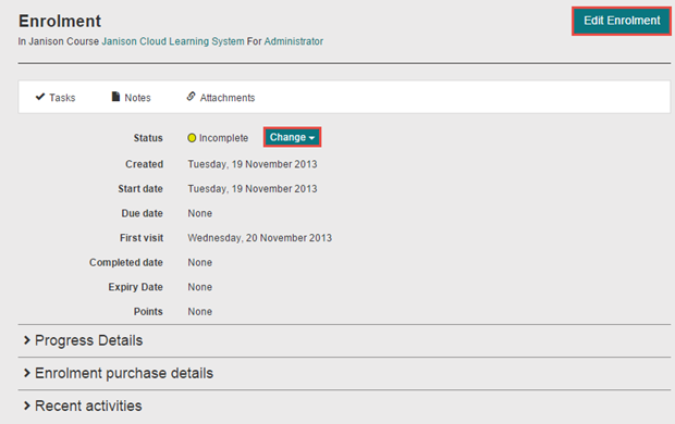 Enrolment details view