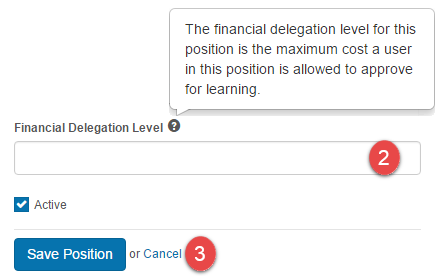 Position with delegation level