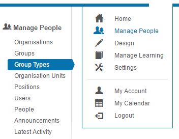 Group Types screen