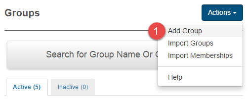 Add Group from Actions menu