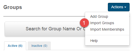 Import Groups from Actions menu