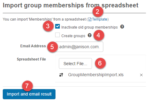 Import memberships form