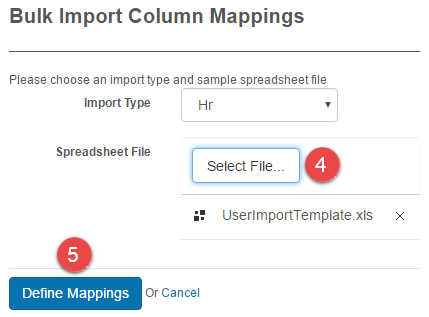 Define mappings screen