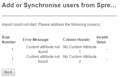 Error feedback on import