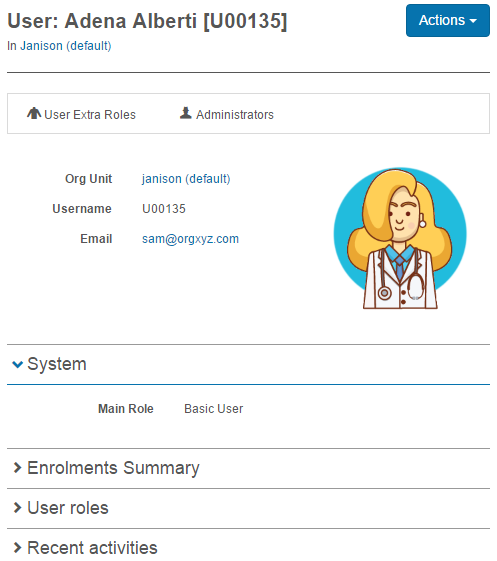 User details displayed