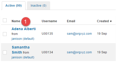 Inspect user from name column