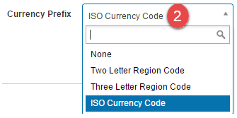 Currency prefix dropdown