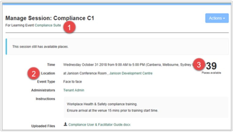 Manage session — details