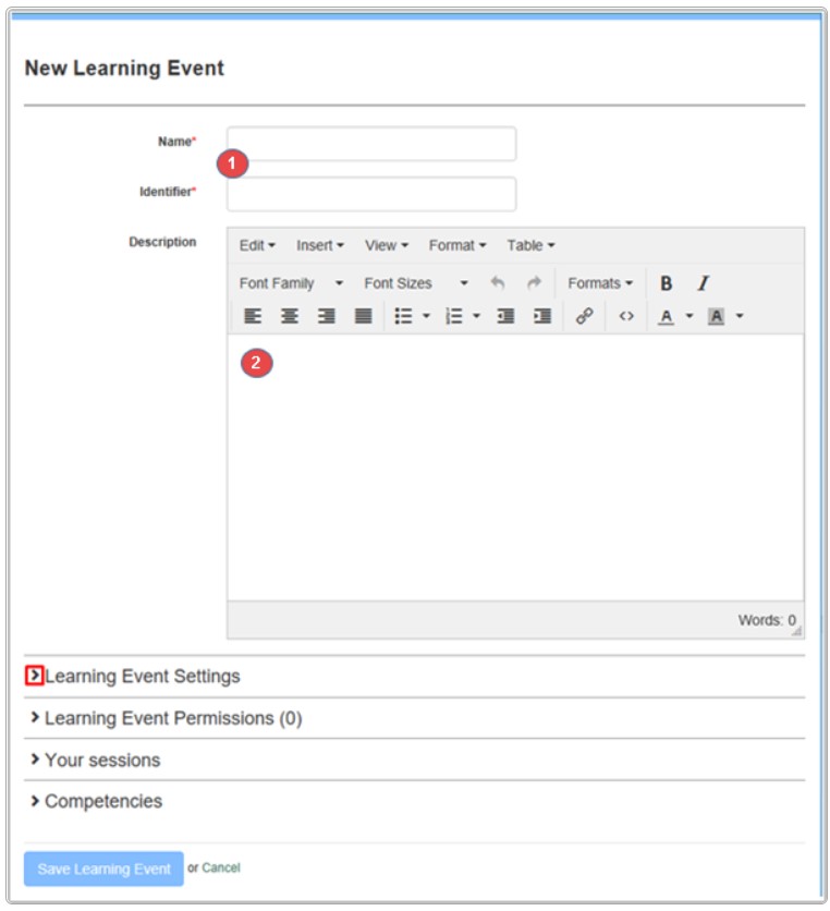 Name and Description fields