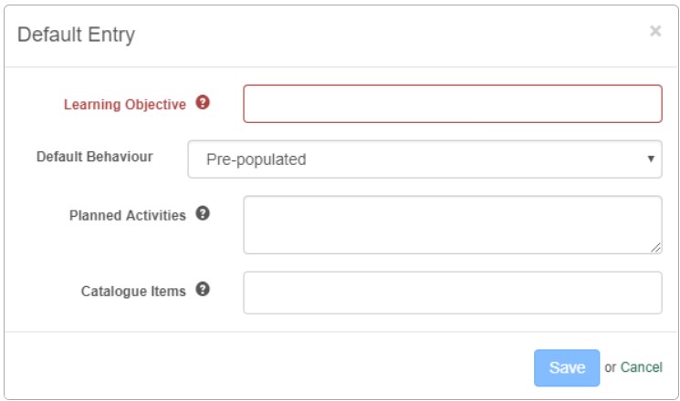 Default entry form