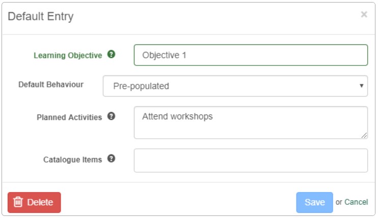 Edit default entry
