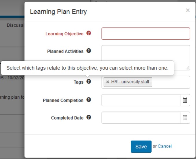 Plan entry tag types