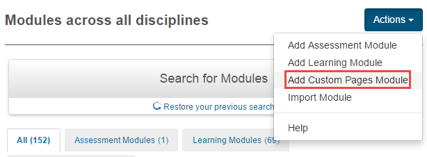 Add Custom Pages Module