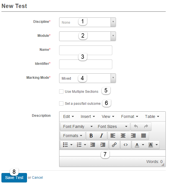New Learning Module Test form