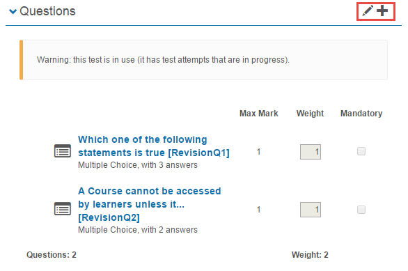 Questions section