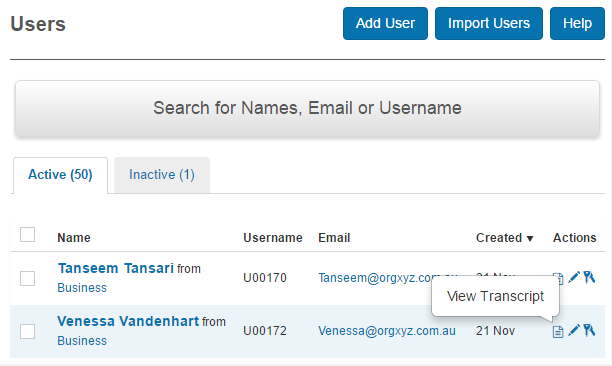 Admin access from user list