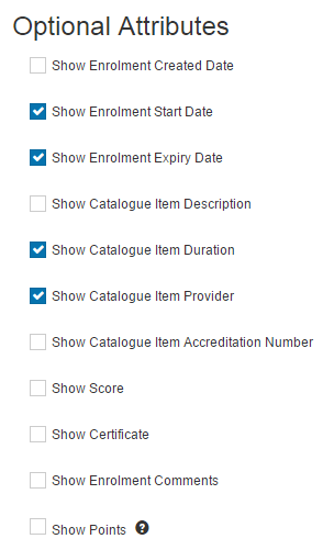 Optional attributes form