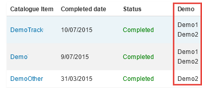 Tag Type Columns result