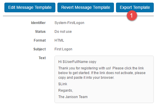 Export Template button