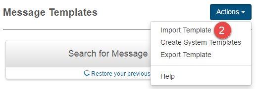 Import Template menu