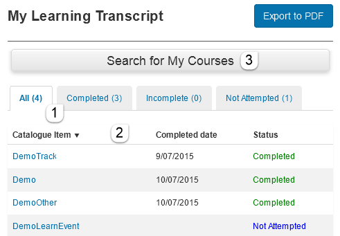Transcript layout