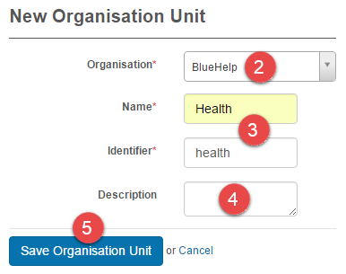 Add organisation unit form