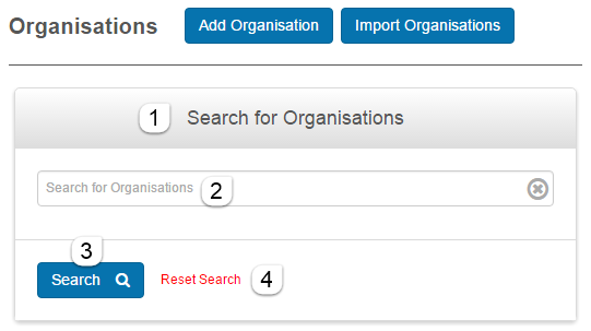 Search for organisations
